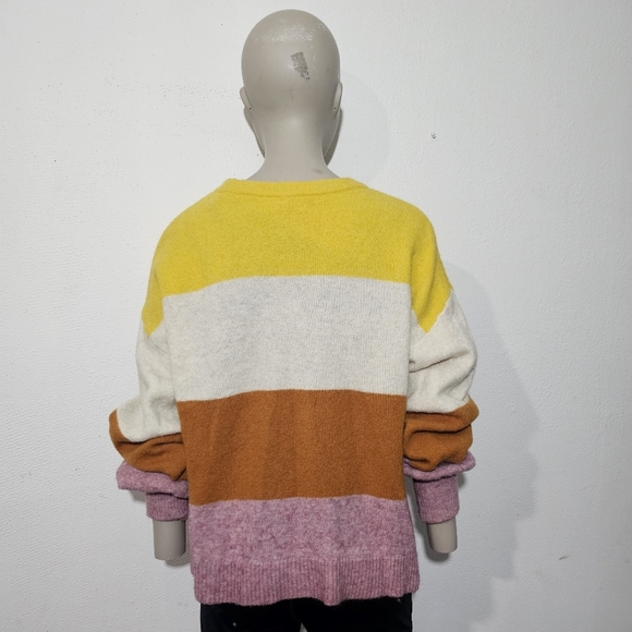 Madewell Women's Colorblock Sweater in Yellow, Cream, Orange, and Pink Size S - Picture 3 of 10